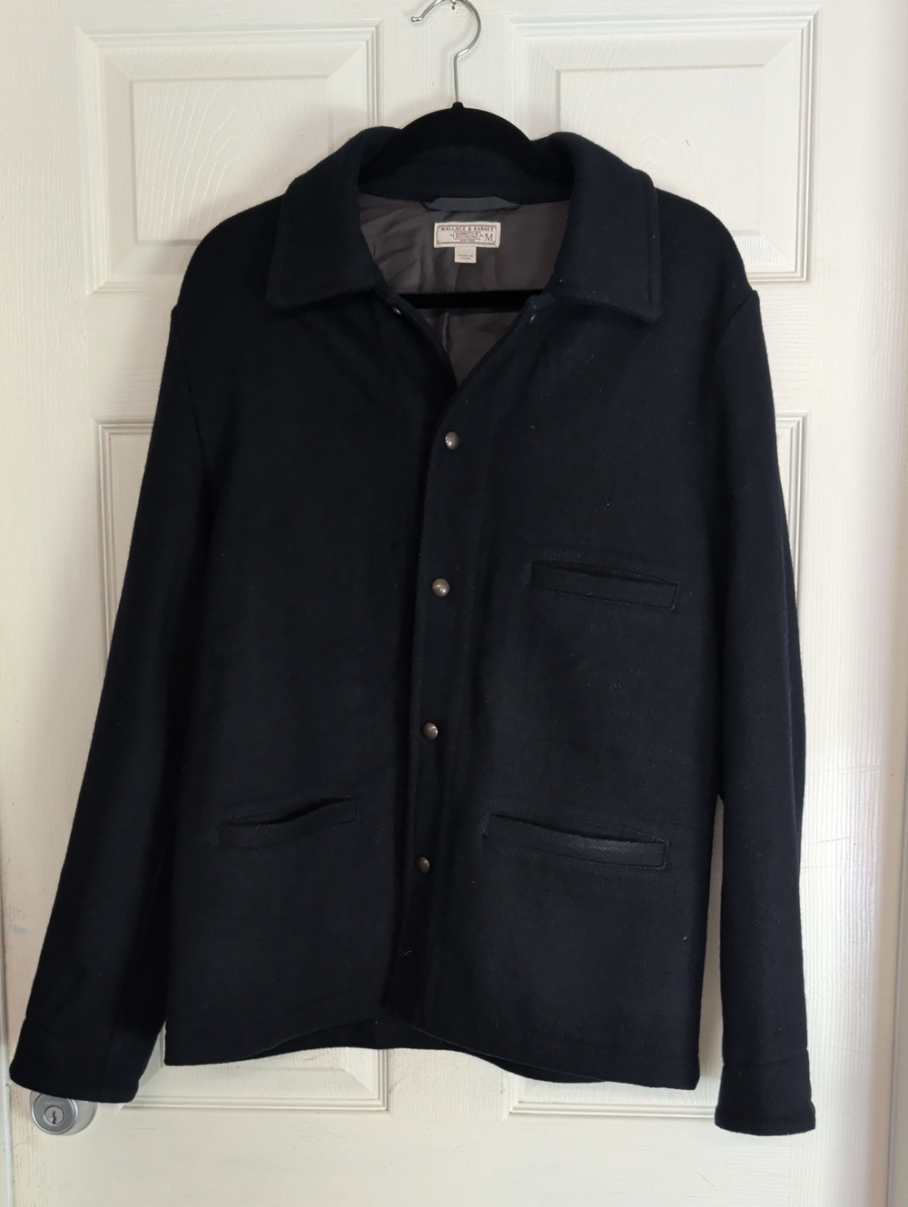 Wallace & Barnes J.Crew Navy Wool Work Jacket Mens Medium Button Front